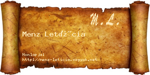 Menz Letícia névjegykártya